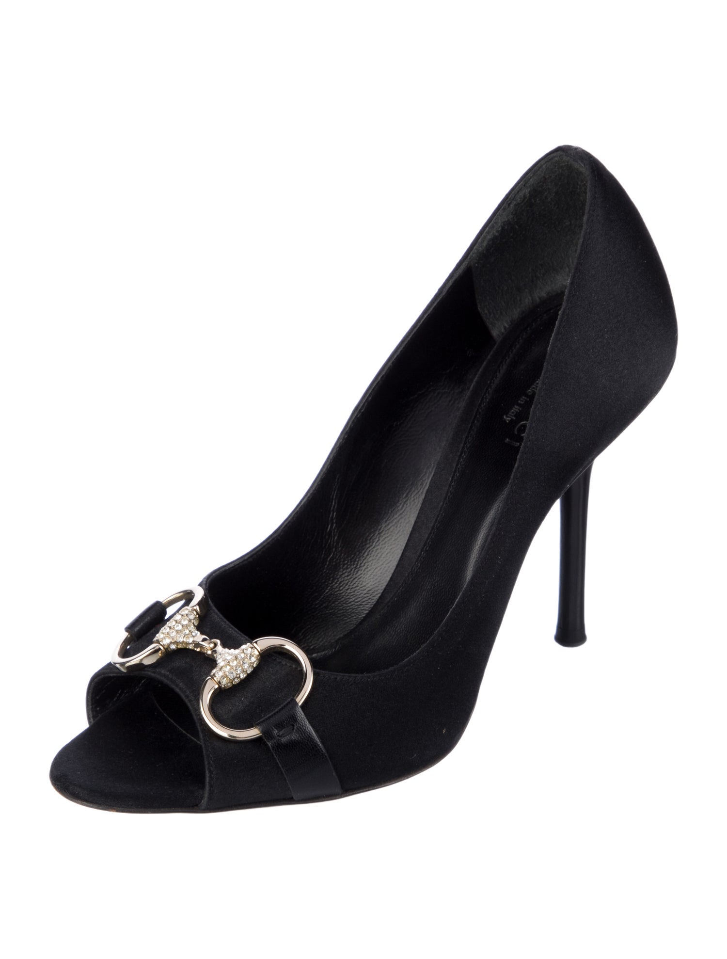 Gucci Horsebit Accent Satin Pumps
